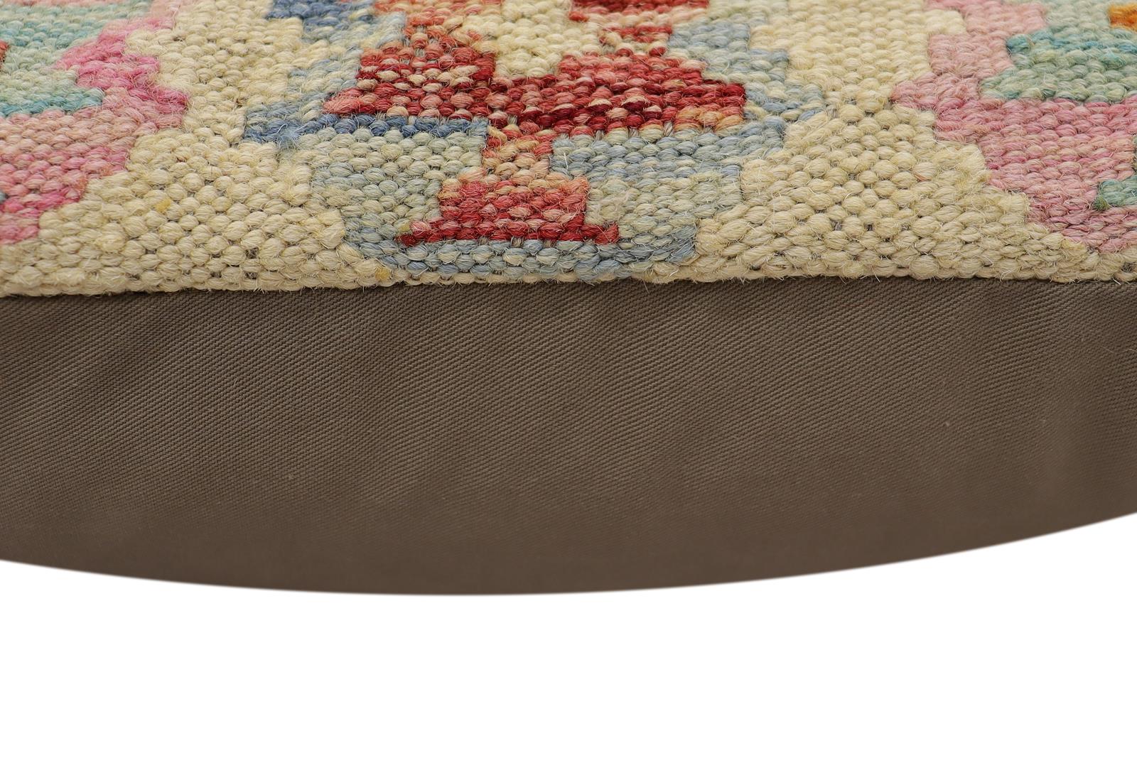 handmade Traditional Pillow Rust Blue Hand-Woven SQUARE 100% WOOL  Hand woven turkish pillow  2 x 2