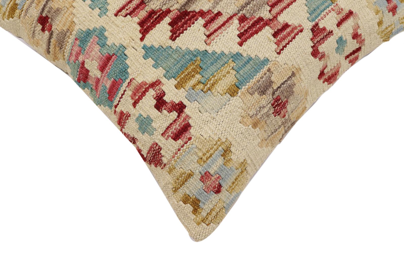 handmade Traditional Pillow Red Beige Hand-Woven SQUARE 100% WOOL Hand woven turkish pillow2' x 2'