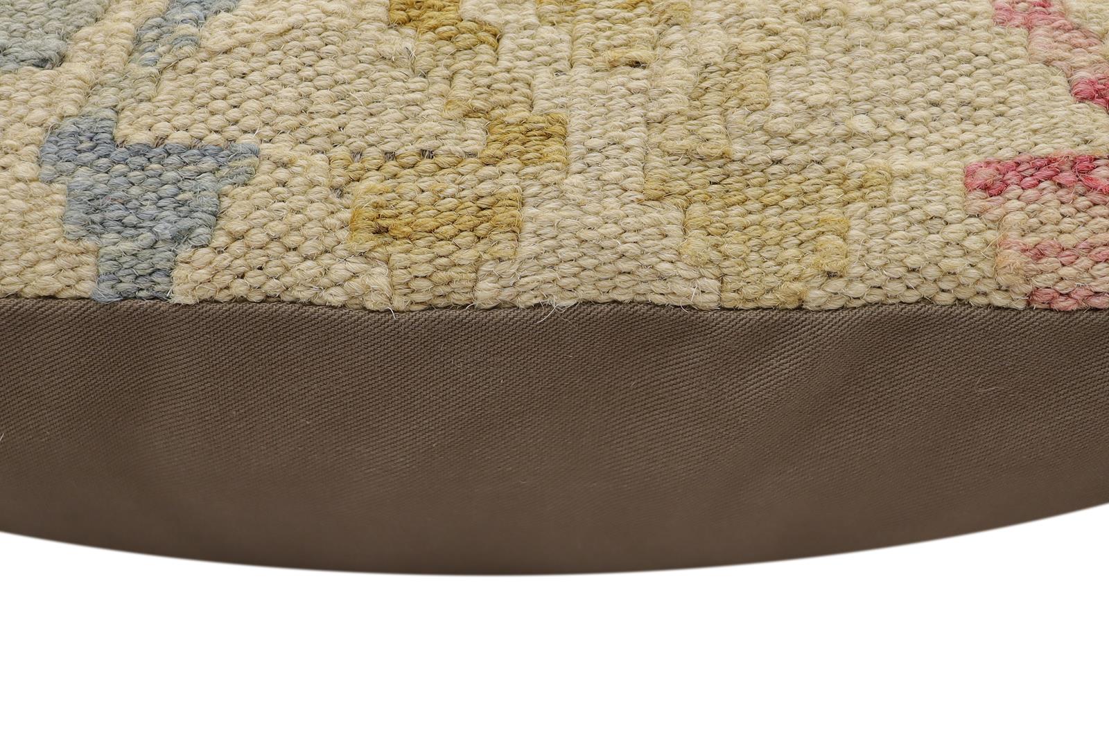 handmade Traditional Pillow Rust Blue Hand-Woven SQUARE 100% WOOL  Hand woven turkish pillow  2 x 2