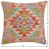 handmade Traditional Pillow Red Beige Hand-Woven SQUARE 100% WOOL Hand woven turkish pillow2' x 2'