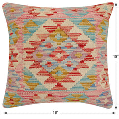 handmade Traditional Pillow Red Beige Hand-Woven SQUARE 100% WOOL Hand woven turkish pillow2' x 2'