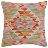 handmade Traditional Pillow Red Beige Hand-Woven SQUARE 100% WOOL Hand woven turkish pillow2' x 2'