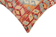 handmade Traditional Pillow Rust Blue Hand-Woven SQUARE 100% WOOL Hand woven turkish pillow2' x 2'