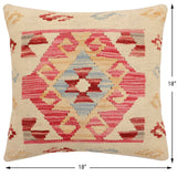 handmade Traditional Pillow Beige Pink Hand-Woven SQUARE 100% WOOL Hand woven turkish pillow2' x 2'