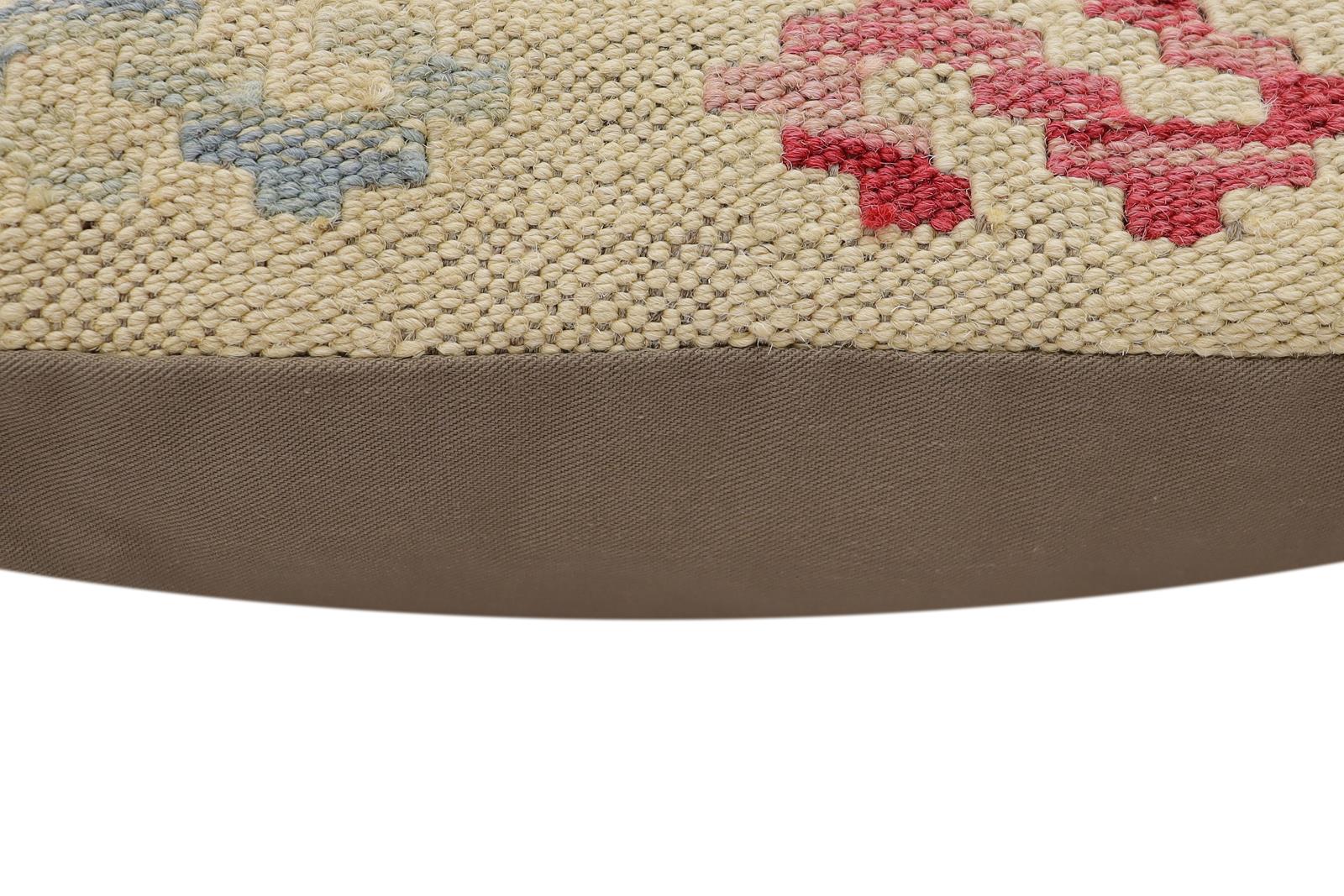 handmade Traditional Pillow Beige Pink Hand-Woven SQUARE 100% WOOL Hand woven turkish pillow2' x 2'