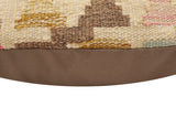 handmade Traditional Pillow Beige Blue Hand-Woven SQUARE 100% WOOL Hand woven turkish pillow2' x 2'