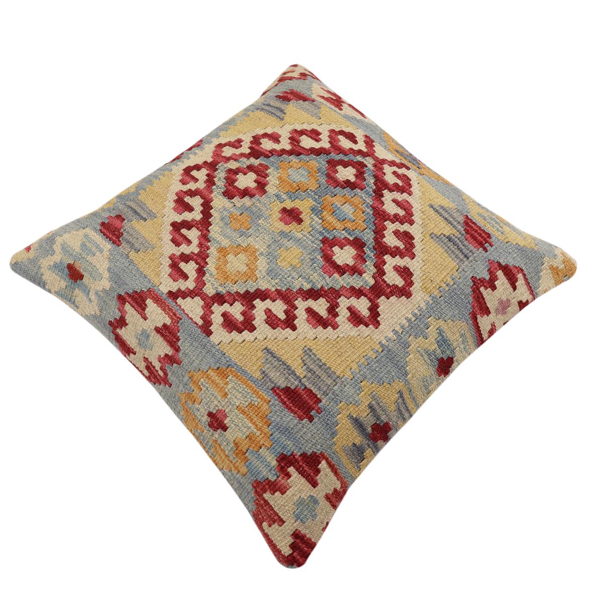 handmade Traditional Pillow Red Beige Hand-Woven SQUARE 100% WOOL Hand woven turkish pillow2' x 2'