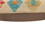handmade Traditional Pillow Beige Red Hand-Woven SQUARE 100% WOOL Hand woven turkish pillow2' x 2'