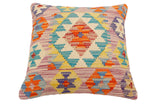 handmade Traditional Pillow Purple Beige Hand-Woven SQUARE 100% WOOL Hand woven turkish pillow2' x 2'