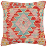 handmade Traditional Pillow Red Blue Hand-Woven SQUARE 100% WOOL Hand woven turkish pillow2' x 2'