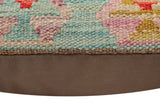 handmade Traditional Pillow Blue Rust Hand-Woven SQUARE 100% WOOL Hand woven turkish pillow2' x 2'