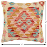 handmade Traditional Pillow Beige Rust Hand-Woven SQUARE 100% WOOL Hand woven turkish pillow2' x 2'