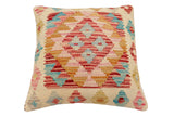 handmade Traditional Pillow Beige Rust Hand-Woven SQUARE 100% WOOL Hand woven turkish pillow2' x 2'