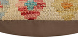 handmade Traditional Pillow Beige Rust Hand-Woven SQUARE 100% WOOL Hand woven turkish pillow2' x 2'