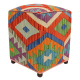 Eclectic Catron Handmade Kilim Upholstered Ottoman