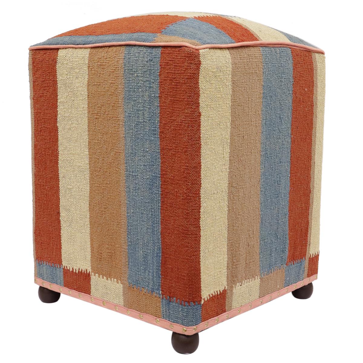 handmade Modern Ottoman Rust Blue Hand-made SQUARE handmade ottoman pouf15'' x 15'' x 21''