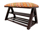 handmade Traditional Shoe Rack Rust Blue Hand-made RECTANGLE Vegetable dyed wool and wood  