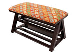 handmade Traditional Shoe Rack Rust Blue Hand-made RECTANGLE Vegetable dyed wool and wood  