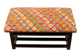 handmade Traditional Shoe Rack Rust Blue Hand-made RECTANGLE Vegetable dyed wool and wood  