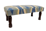 handmade Traditional Settees Blue Beige Hand-made RECTANGLE Vegetable dyed wool and wood  