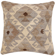 handmade Traditional Pillow Beige Gray Hand-Woven SQUARE 100% WOOL Hand woven turkish pillow2' x 2'