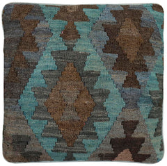 handmade Traditional Ottoman Brown Blue Hand-made SQUARE handmade ottoman pouf