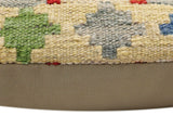 handmade Traditional Pillow Rust Blue Hand-Woven SQUARE 100% WOOL Hand woven turkish pillow2' x 2'