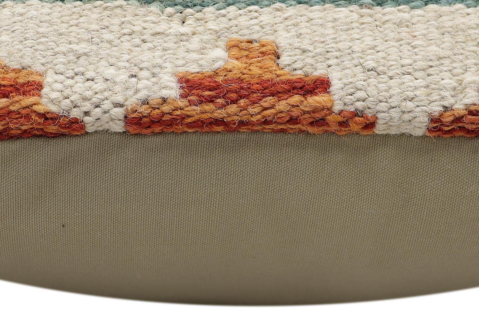 handmade Traditional Pillow Rust Blue Hand-Woven SQUARE 100% WOOL  Hand woven turkish pillow  3 x 5