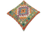 handmade Traditional Pillow Blue Rust Hand-Woven SQUARE 100% WOOL Hand woven turkish pillow2' x 2'