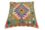 handmade Traditional Pillow Blue Rust Hand-Woven SQUARE 100% WOOL Hand woven turkish pillow2' x 2'