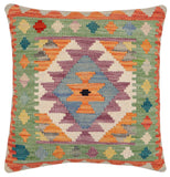 handmade Traditional Pillow Blue Rust Hand-Woven SQUARE 100% WOOL Hand woven turkish pillow2' x 2'