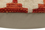 handmade Traditional Pillow Rust Blue Hand-Woven SQUARE 100% WOOL Hand woven turkish pillow2' x 2'