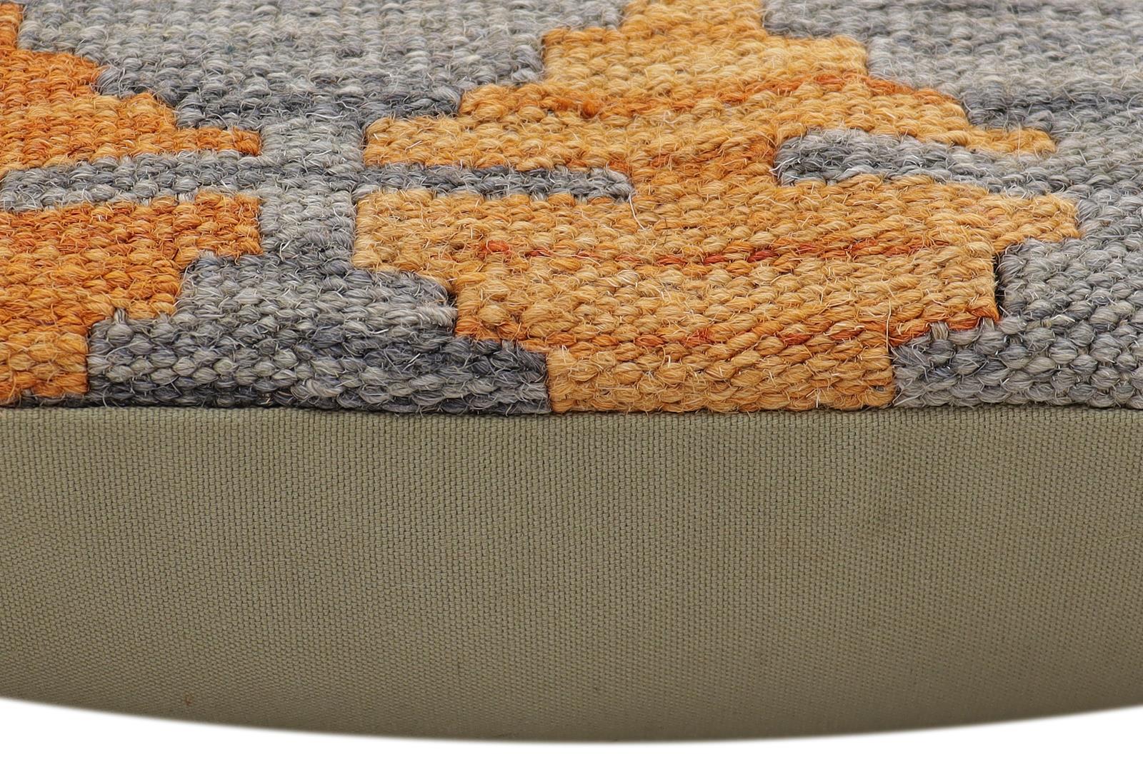 handmade Traditional Pillow Blue Gray Hand-Woven SQUARE 100% WOOL  Hand woven turkish pillow  2 x 2