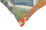 handmade Traditional Pillow Rust Blue Hand-Woven SQUARE 100% WOOL Hand woven turkish pillow2' x 2'