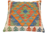 handmade Traditional Pillow Rust Blue Hand-Woven SQUARE 100% WOOL Hand woven turkish pillow2' x 2'