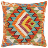 Tribal Turkish Willian hand-woven kilim pillow - 18 x 18