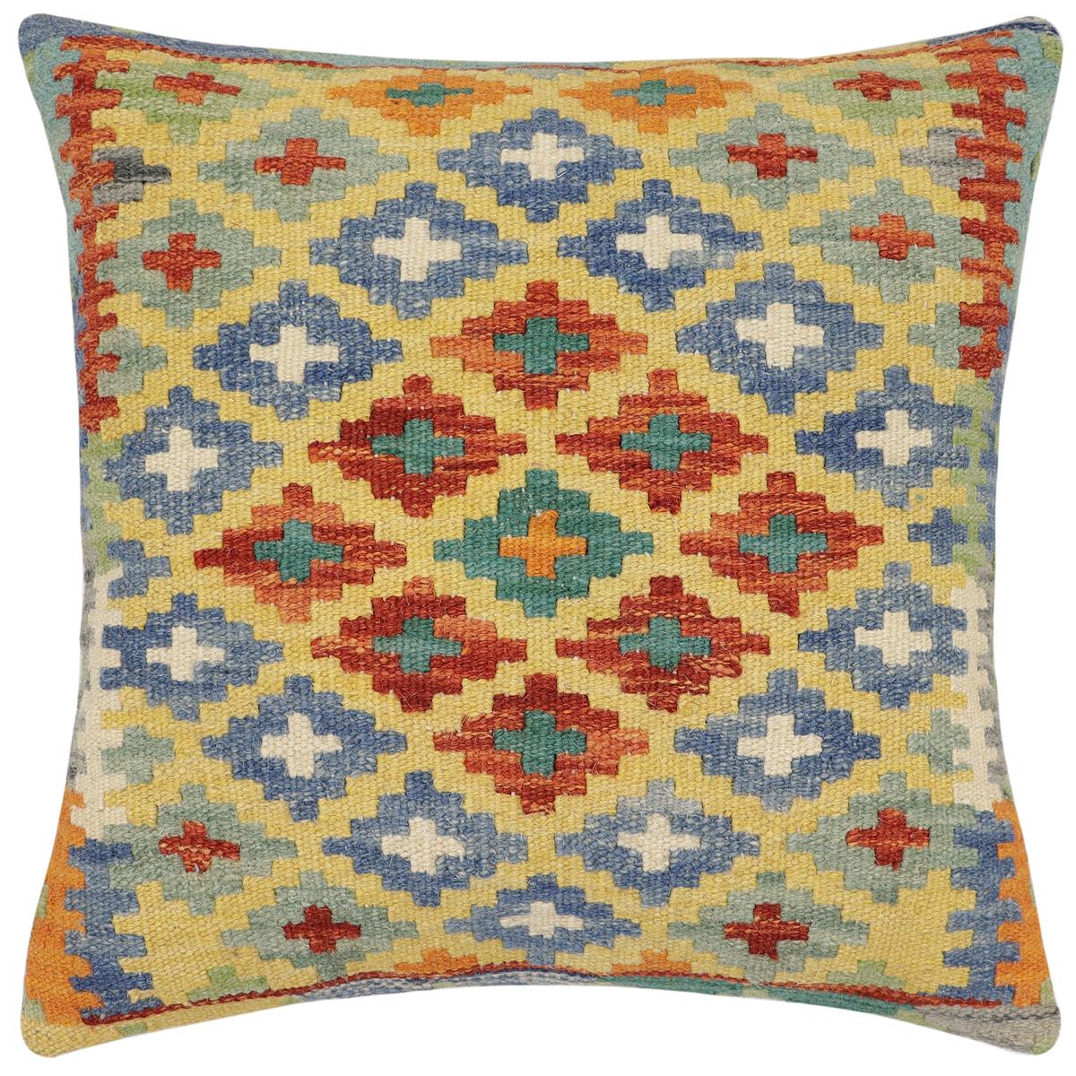 handmade Traditional Pillow Gold Rust Hand-Woven SQUARE 100% WOOL Hand woven turkish pillow2' x 2'