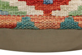 handmade Traditional Pillow Beige Rust Hand-Woven SQUARE 100% WOOL Hand woven turkish pillow2' x 2'