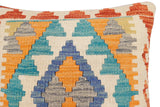 handmade Traditional Pillow Blue Rust Hand-Woven SQUARE 100% WOOL Hand woven turkish pillow2' x 2'