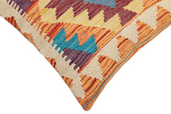 handmade Traditional Pillow Rust Blue Hand-Woven SQUARE 100% WOOL Hand woven turkish pillow2' x 2'