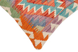 handmade Traditional Pillow Rust Blue Hand-Woven SQUARE 100% WOOL Hand woven turkish pillow2' x 2'