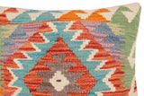 handmade Traditional Pillow Rust Blue Hand-Woven SQUARE 100% WOOL Hand woven turkish pillow2' x 2'