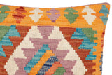 handmade Traditional Pillow Blue Orange Hand-Woven SQUARE 100% WOOL Hand woven turkish pillow2' x 2'