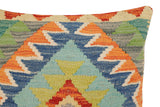 handmade Traditional Pillow Rust Blue Hand-Woven SQUARE 100% WOOL Hand woven turkish pillow2' x 2'
