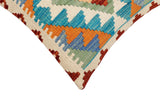 handmade Traditional Pillow Blue Rust Hand-Woven SQUARE 100% WOOL Hand woven turkish pillow2' x 2'