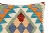 handmade Traditional Pillow Blue Rust Hand-Woven SQUARE 100% WOOL Hand woven turkish pillow2' x 2'