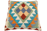 handmade Traditional Pillow Blue Rust Hand-Woven SQUARE 100% WOOL Hand woven turkish pillow2' x 2'