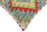 handmade Traditional Pillow Rust Blue Hand-Woven SQUARE 100% WOOL Hand woven turkish pillow2' x 2'