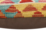 handmade Traditional Pillow Rust Blue Hand-Woven SQUARE 100% WOOL Hand woven turkish pillow2' x 2'