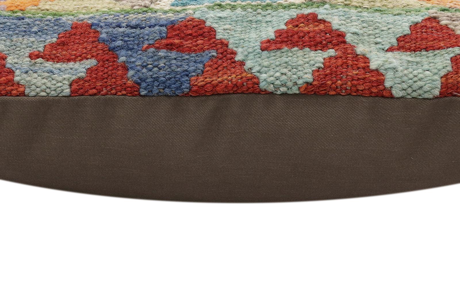 handmade Traditional Pillow Rust Blue Hand-Woven SQUARE 100% WOOL Hand woven turkish pillow2' x 2'